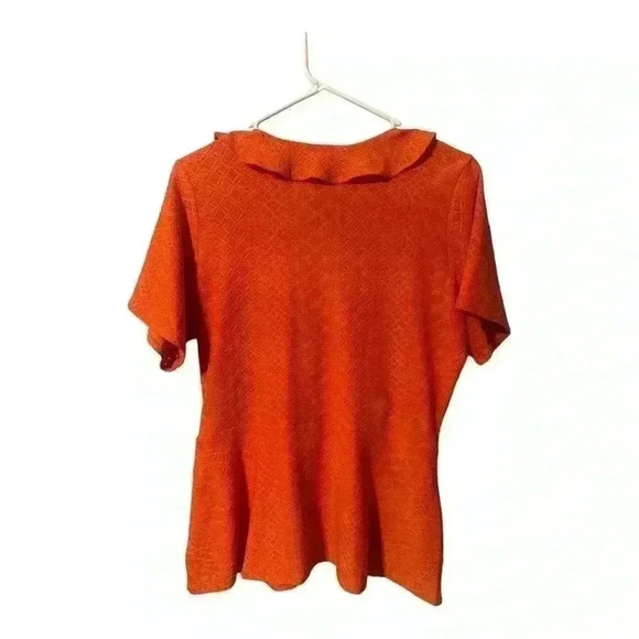 Michael Kors Burnt Orange Ruffled V-Wrap Top, Medium - Picture 3 of 5
